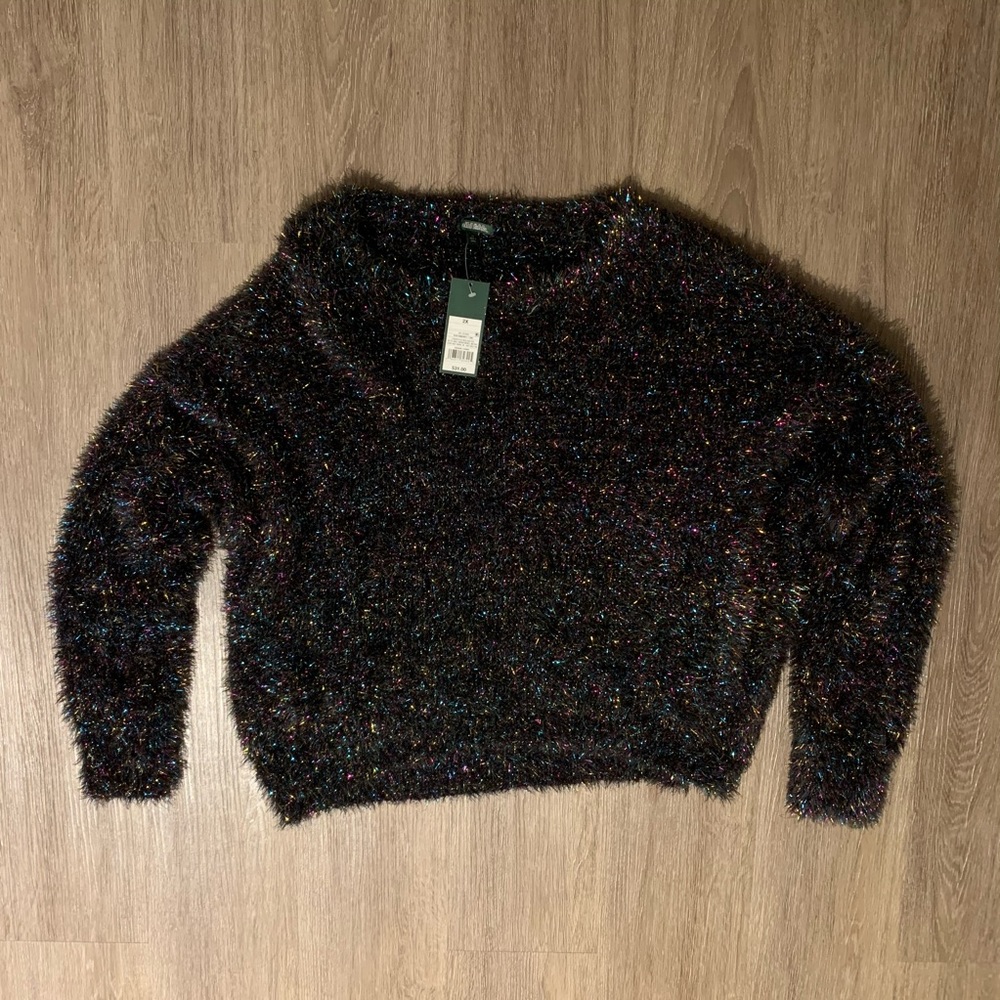NWT Wild Fable Black Rainbow Oversized Sweater 2X